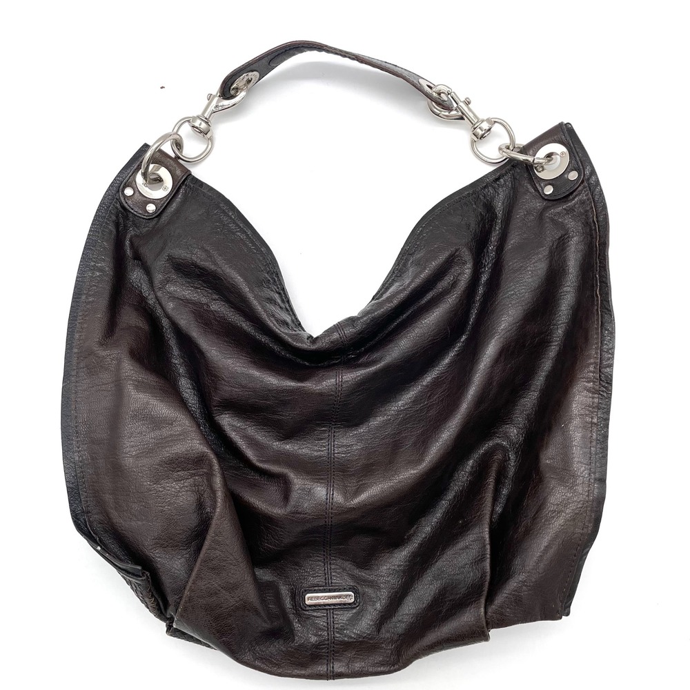 Rebecca Minkoff Hobo Bag Leather Women Large Brown Excellent Y2K Woven Slouchy
